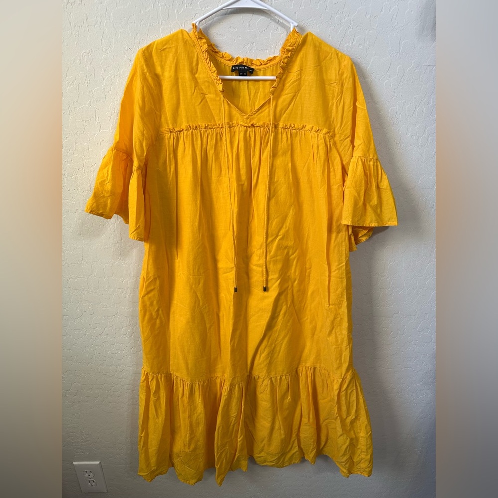 Chic Yellow Long Sleeve Dress